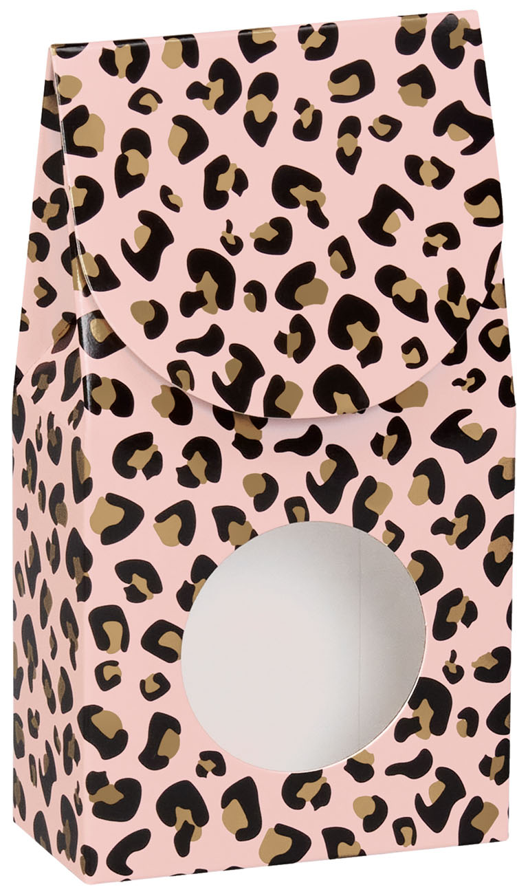 Pack/6: Leopard Print Gourmet Candy Box - 3-1/2 x 1-3/4 x 6-1/2"