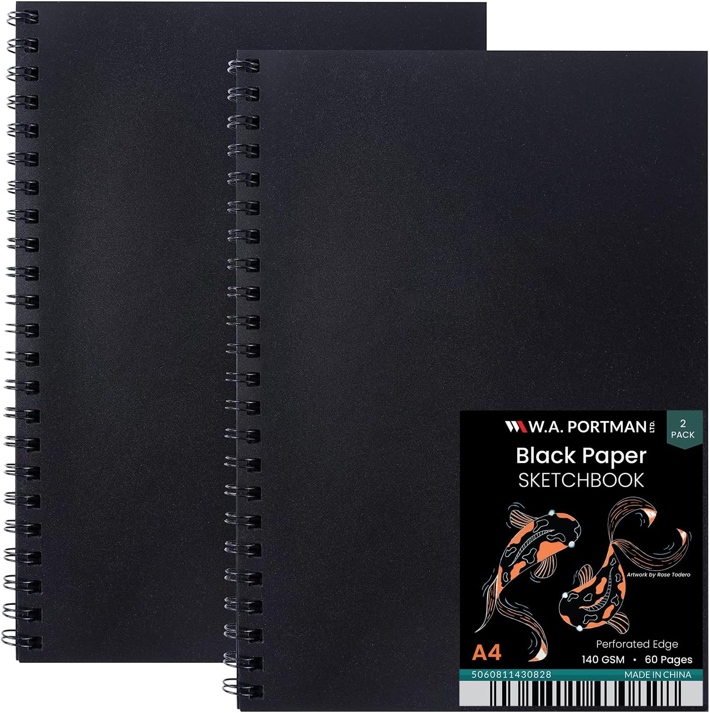 Black Paper Sketchbook - 2-Pack A4 (8.3"x11.7") Black Drawing Paper - 60 Pages (30 Sheets) Journal Sketchbook Notebook for Gel Pens