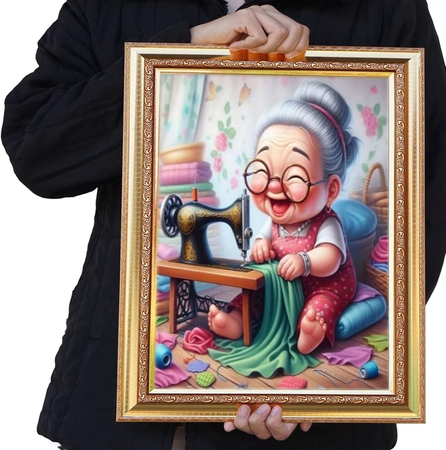 Diamond Art Kits for Adults-Diamond Art Paintings-Cartoon Grandma Full Drill Diamond Dots Paintings for Beginners, Round 5D Paint with Diamonds Pictures Gem DIY Crafts Kits