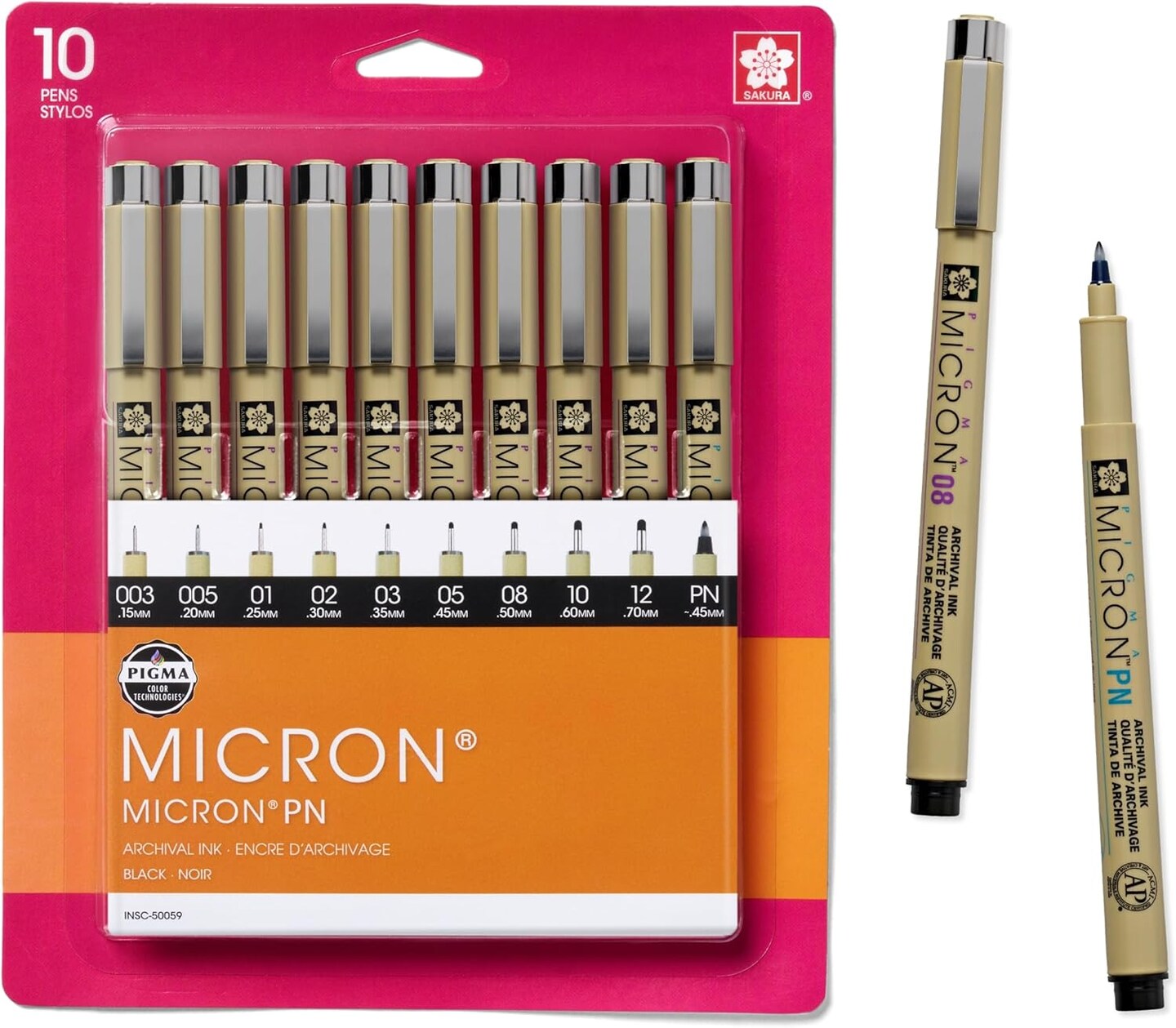 Pigma Micron Fineliner Pens - Archival Black Ink Pens - Pens for Writing or Drawing - Holiday Gifts for Artists, Crafters &#x26; DIY Gifts Projects - Assorted Point Sizes - 10 Pack