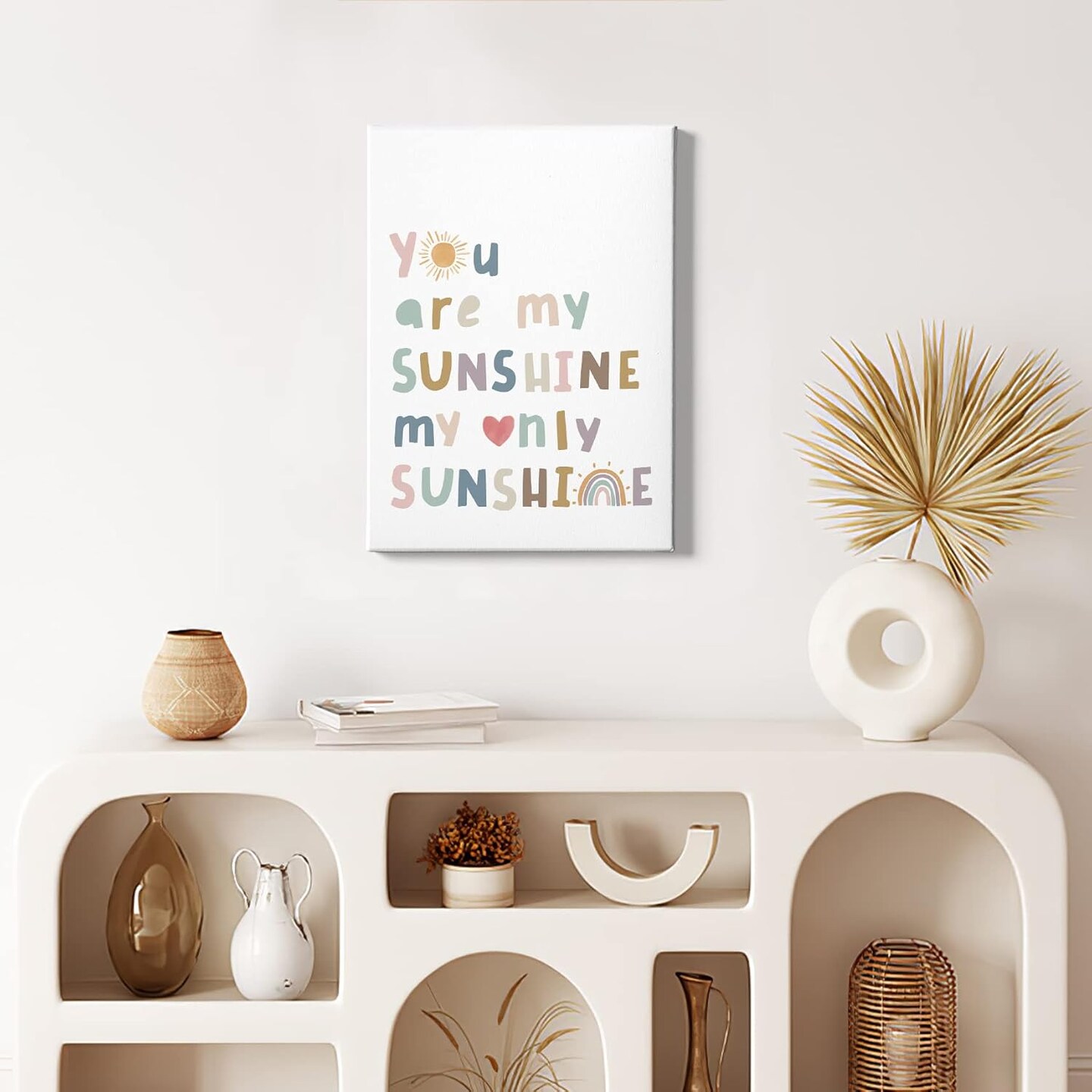 Summer Boho You Are My Sunshine My Only Sunshine Framed Canvas Painting Wall Art Decor, Inspirational Quotes Wall Art Artwork Home Decoration For Living Room Bedroom Nursery 11x14 Inch