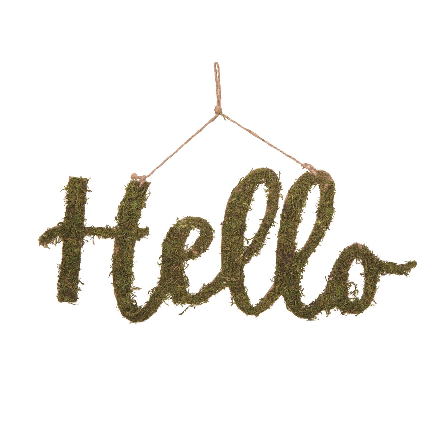 Transpac Natural Material 23.62 in. Green Spring Hello Cursive Script Wall Art