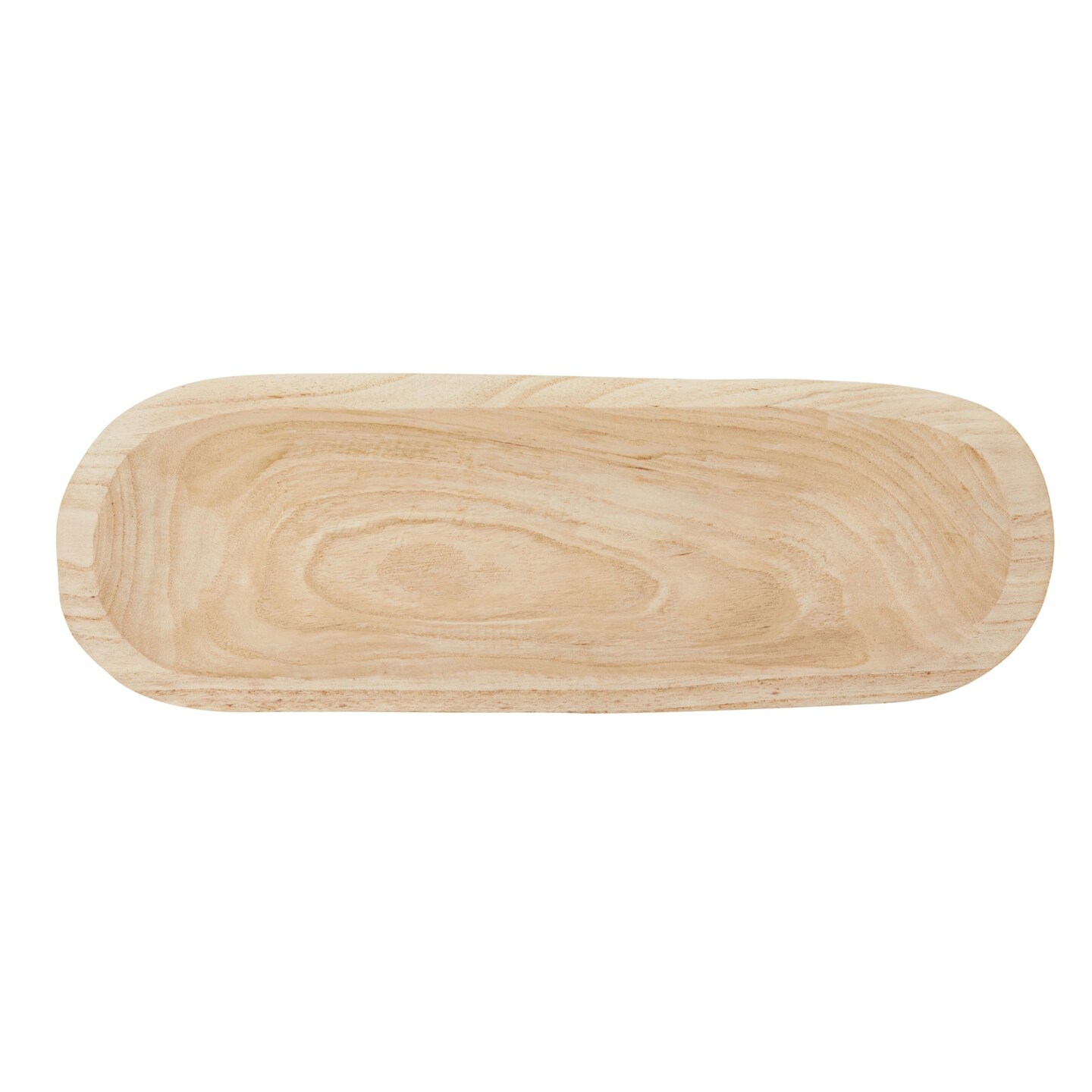 Handmade Wooden Dough Bowls for Decor, Oval Paulownia Wood Centerpiece (17 x 6 x 3 In)