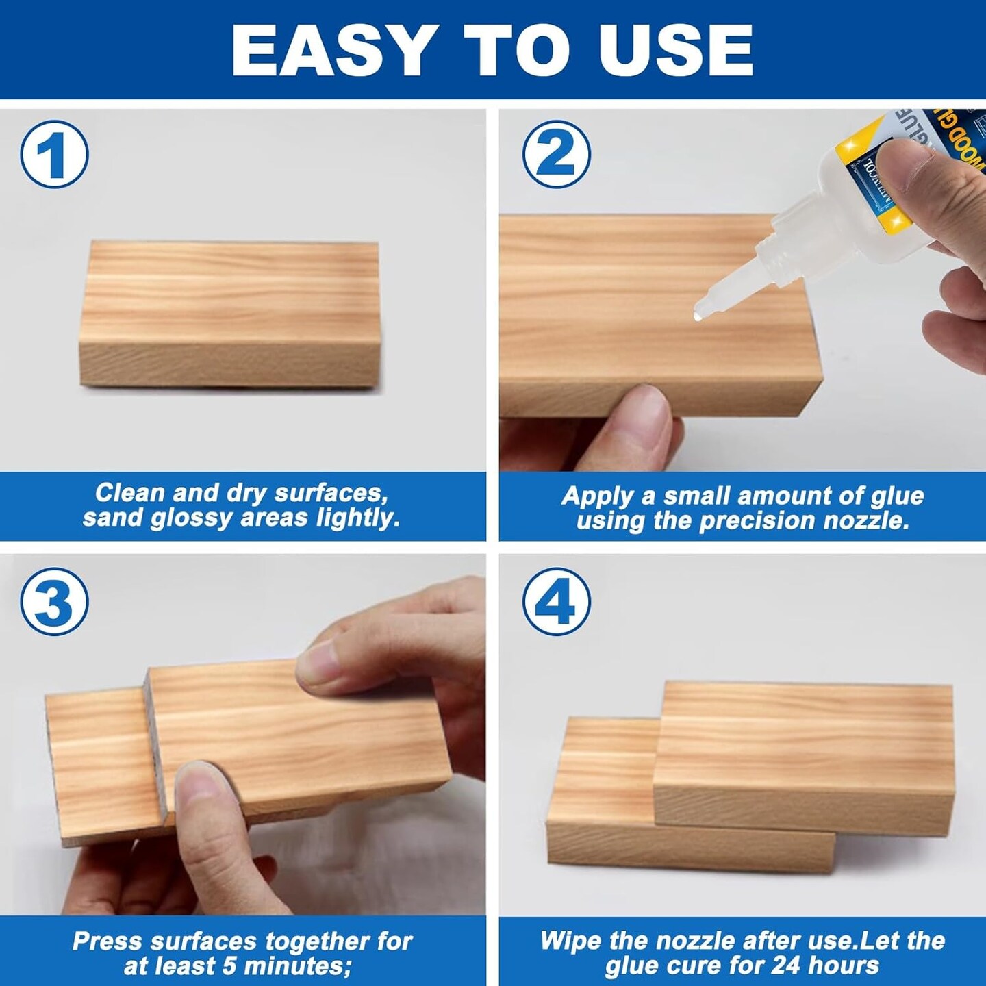 Wood Glue,Extra Strong Wood Glue for Woodworking,100g Fast Drying Super Glue for Wood,Clear Wood Glue for Furniture Heavy Duty,Furniture Glue for Garden, Crafts, DIY, Balsa,Interior &#x26; Outdoor