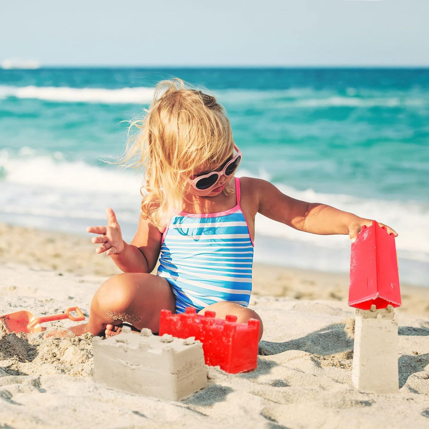 Summer Snow Fort Building Block - Beach Sand Toys for Kids, Sand Castle Mold Kit, Winter Summer Outdoor Fun Toys for Boys Girls Toddler Adults Birthday Gifts