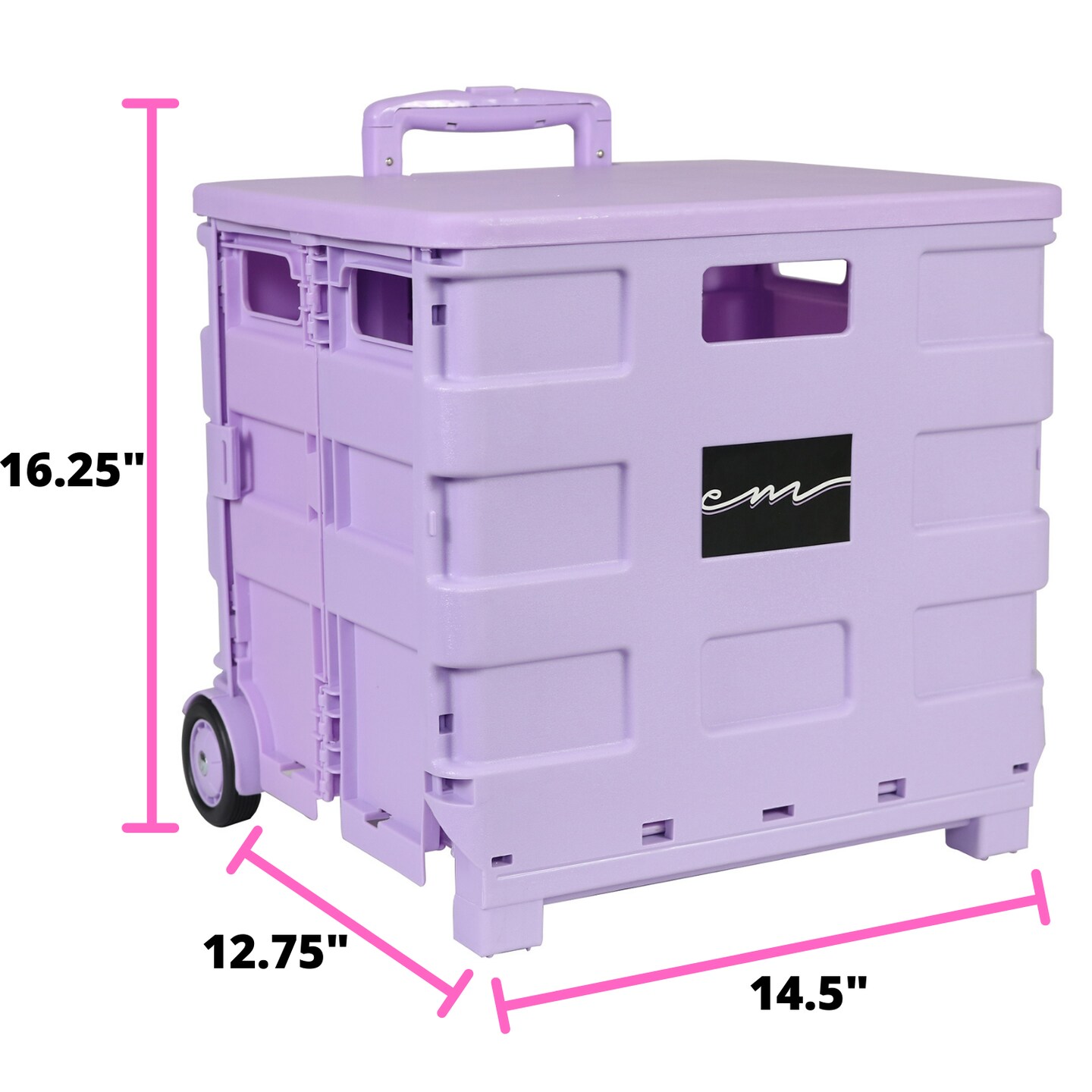 Collapsible Plastic Rolling Craft Cart, Purple