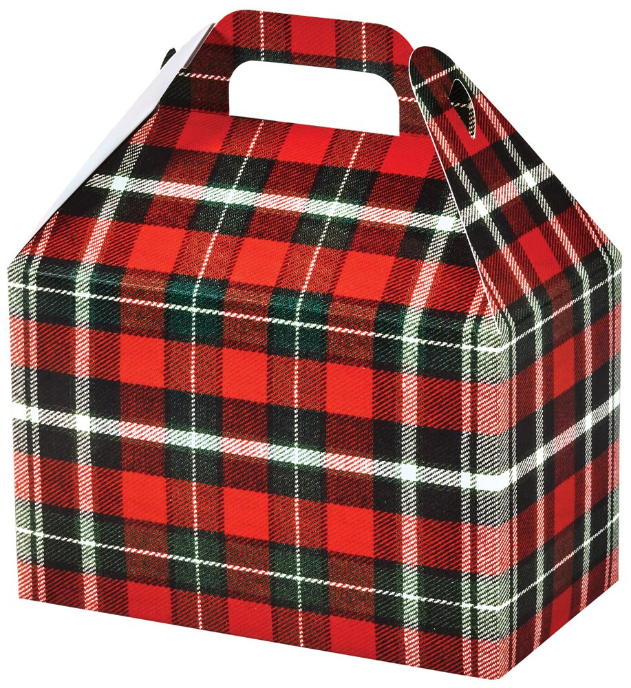 Pack/6: Christmas Plaid Gable Box - 8-1/2 x 5 x 5-1/2&#x22;