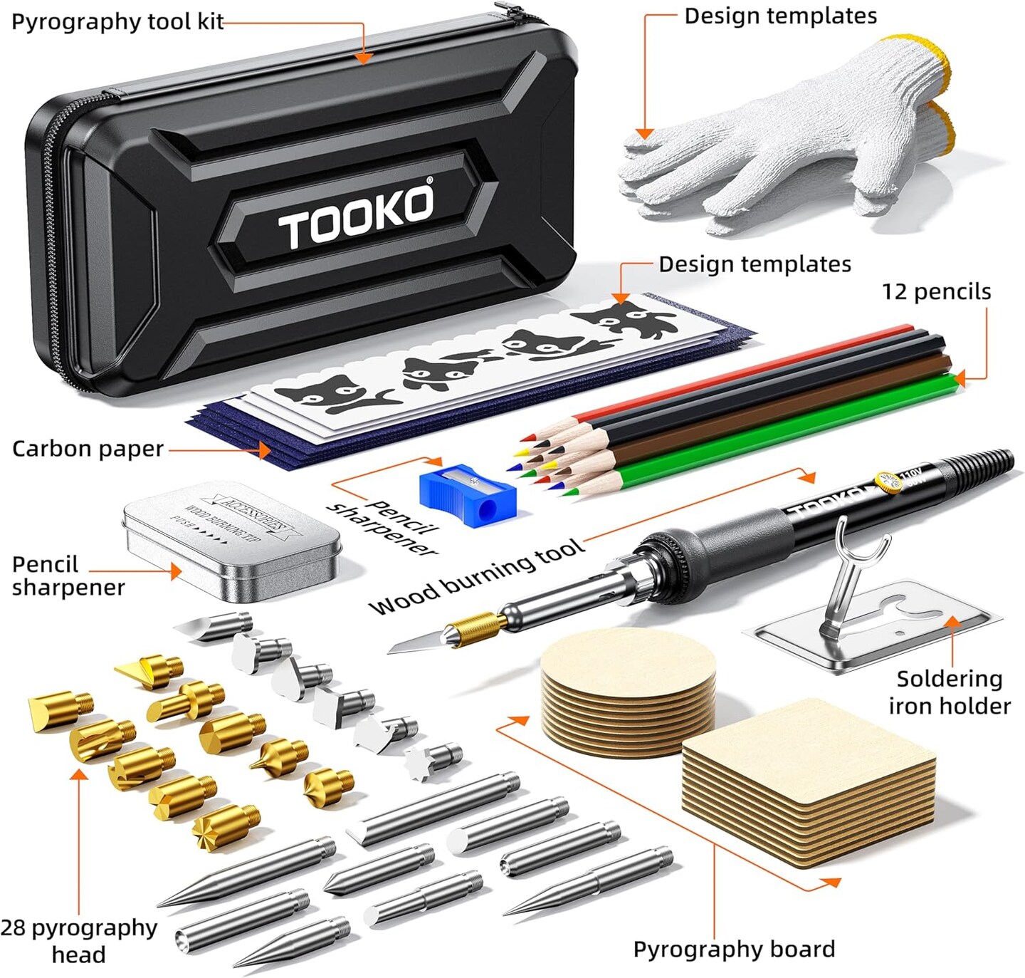 96pcs Wood Burning Kit, Professional Wood Burner Pen Tool, Creative Tool Set Adjustable Temperature WoodBurner for Embossing/Carving,Suitable for Beginners,Adults (BLACK)