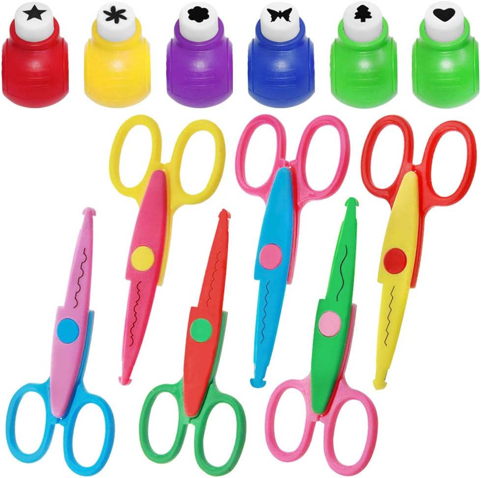 12-Piece Craft Punch & Scissors Set – Edging Scissors & Paper Punches for Scrapbooking, DIY & Art Projects