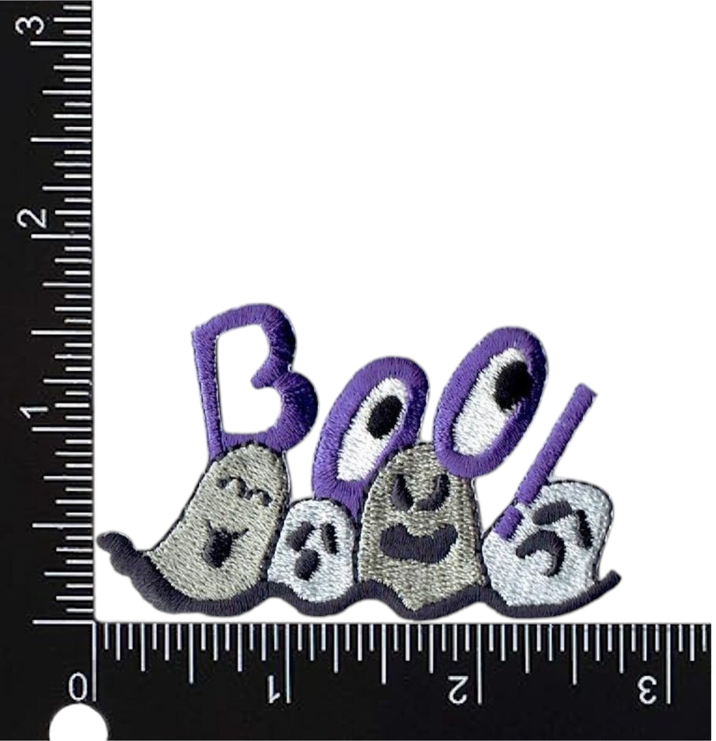 Purple Boo with Ghosts, Halloween, Embroidered, Iron on Patch