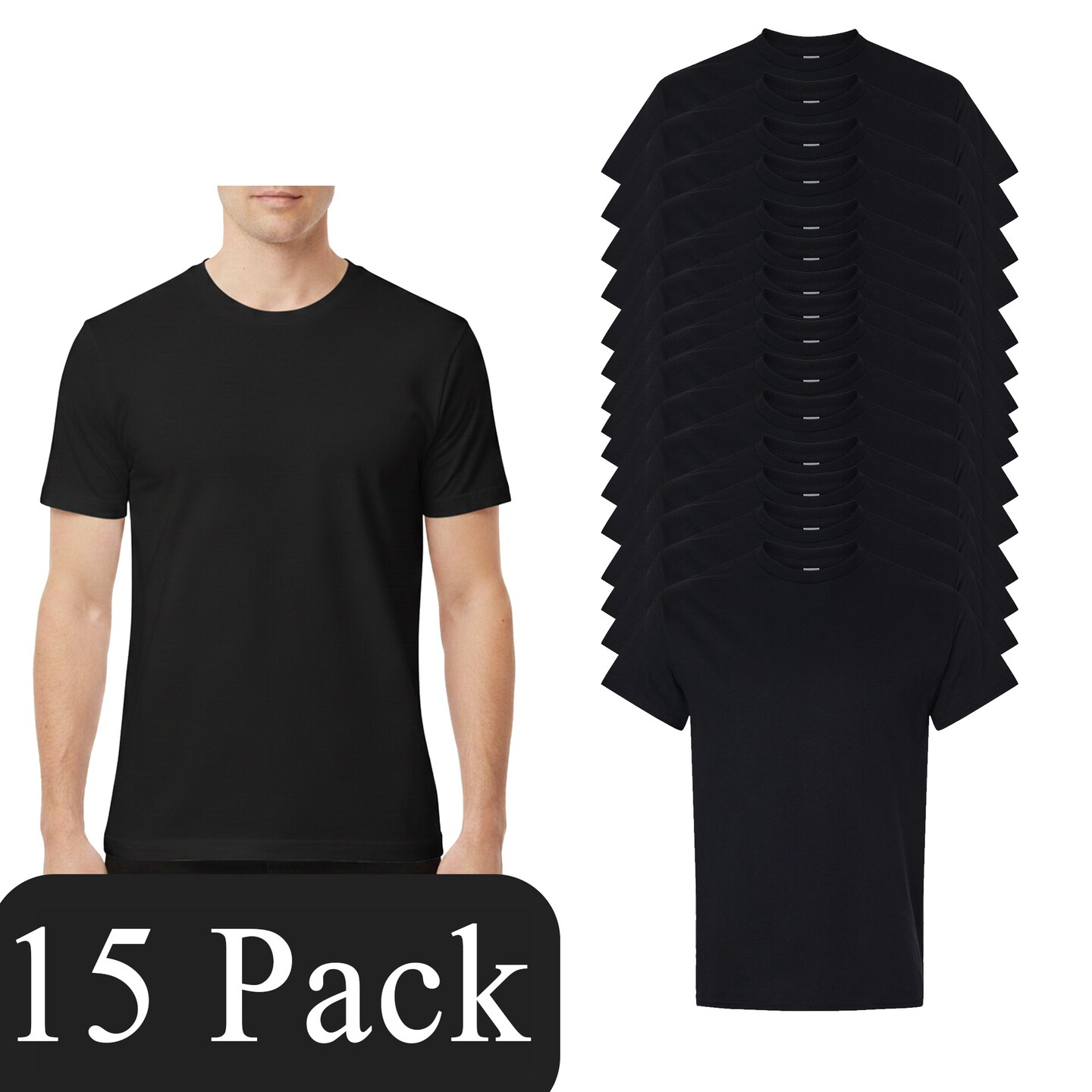 Gildan Unisex Heavy Cotton Craft Blank T-Shirt, Black Bundle Short Sleeve for DIY Projects (3–15 Pack)