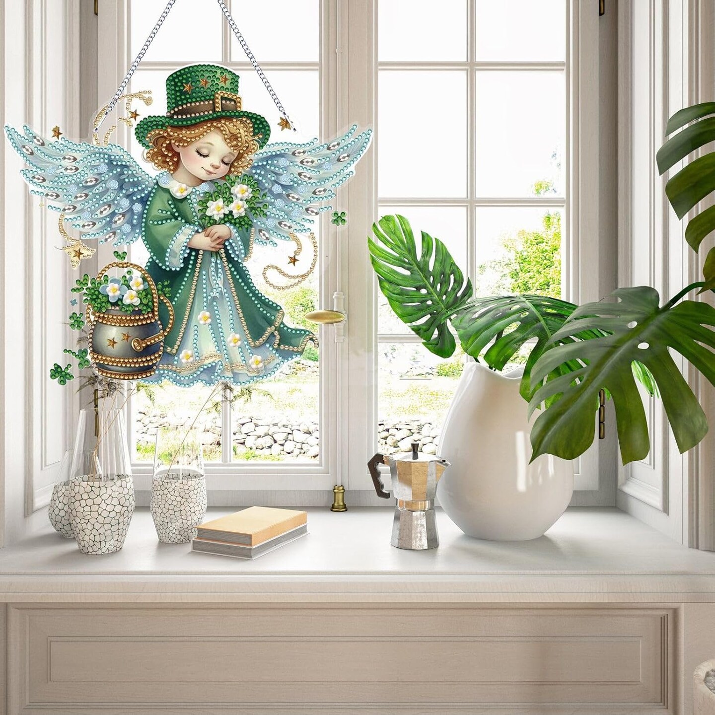 DIY Diamond Pendant Ornament St. Patrick's Day Special Shaped Crystal Diamond Art Painting Hanging Single Sided for Home Garden Wall Door Decor