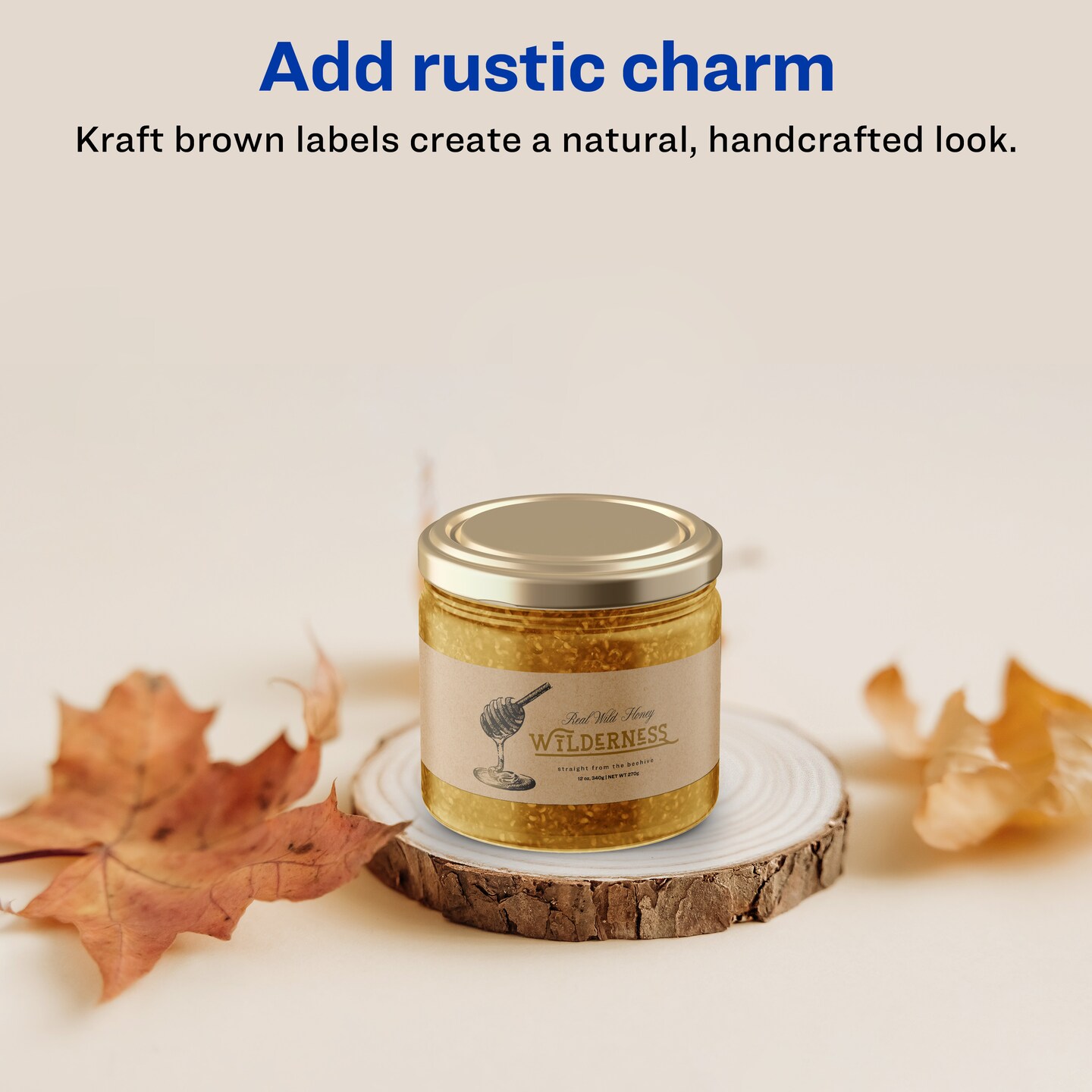 Avery Kraft Brown Rectangle Labels with Sure Feed, 7.75" x 3.25"