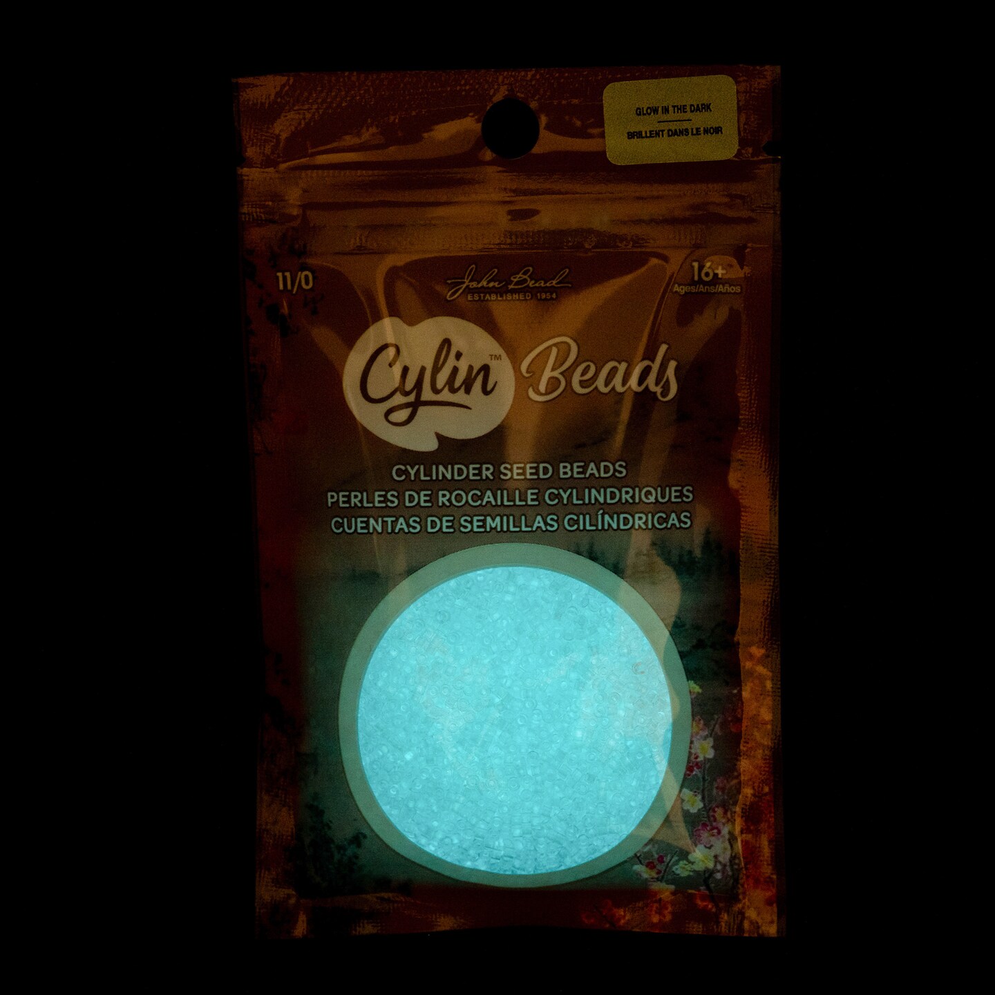 John Bead Glow in Dark Cylin Beads 11/0 Glass Cylindrical Seed Beads, 25g
