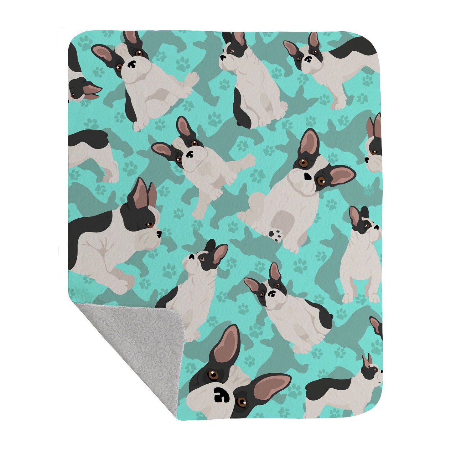 Edge Collections - 50" x 60" - Multicolor - French Bulldog Plush Quilted Throw - 1 Piece