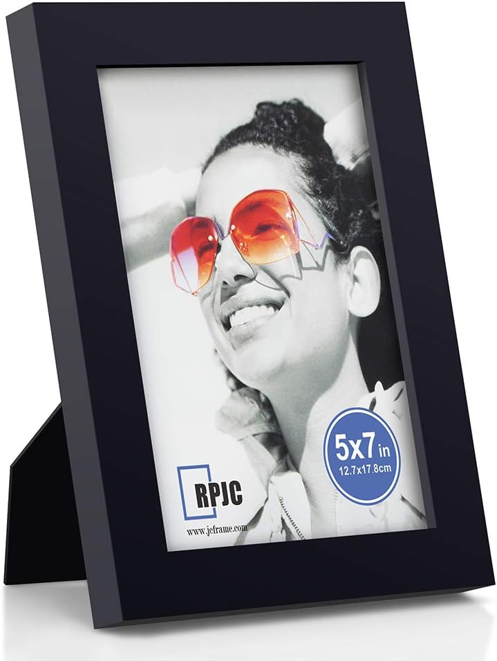 5x7 Picture Frames Made of Solid Wood High Definition Glass(Black)7"L x 5"W