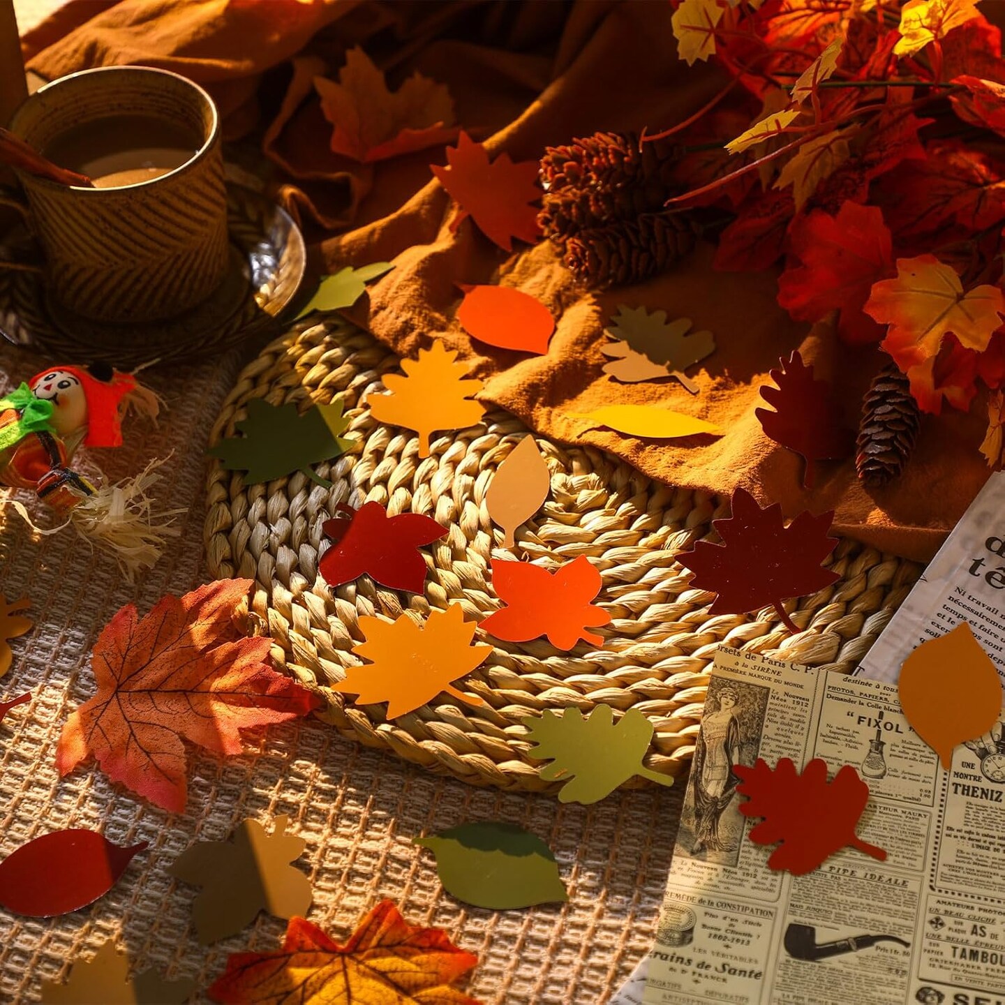 2.4 Inches - 250 Pcs Paper Fall Leaves Die Cuts Bulk Autumn Craft