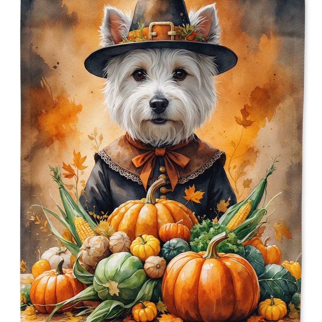 Edge Collections - 28" x 40" - Multicolor - Westie Thanksgiving House Flag Large Decorative Outside Yard Banner - 1 Piece