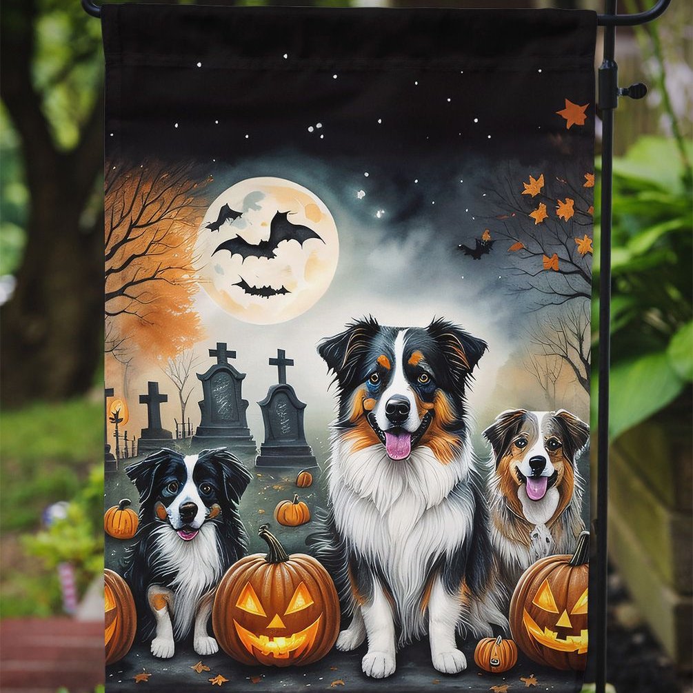 Edge Collections - 11.25" x 15.5" - Multicolor - Garden Flag Australian Shepherd Halloween - 1 Piece