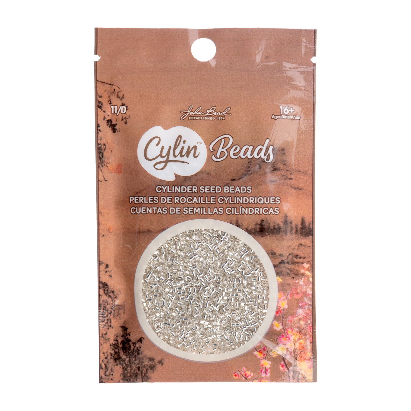 John Bead Silver Lined Cylin Beads 11/0 Glass Cylindrical Seed Beads, 25g