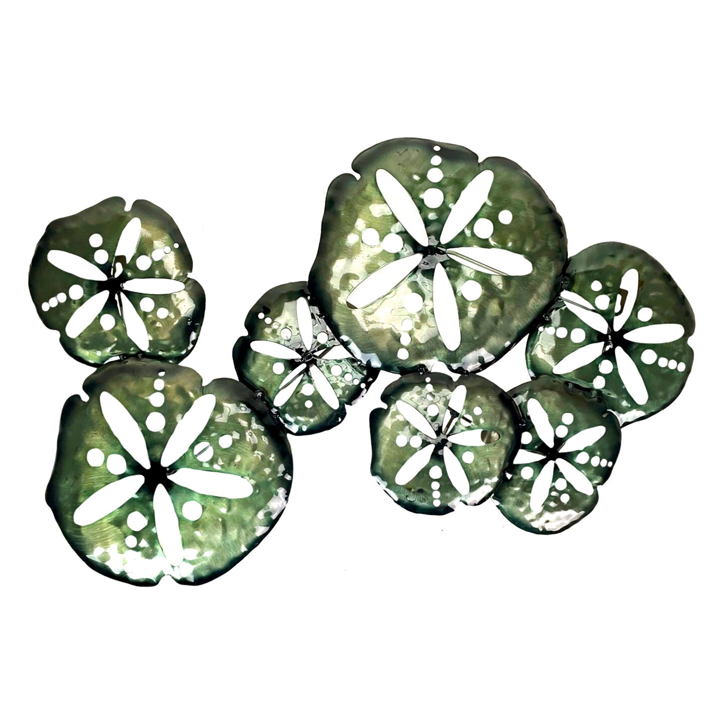 Metal Sand Dollar Wall Decor 25in Coastal Beach Nautical Iridescent Art