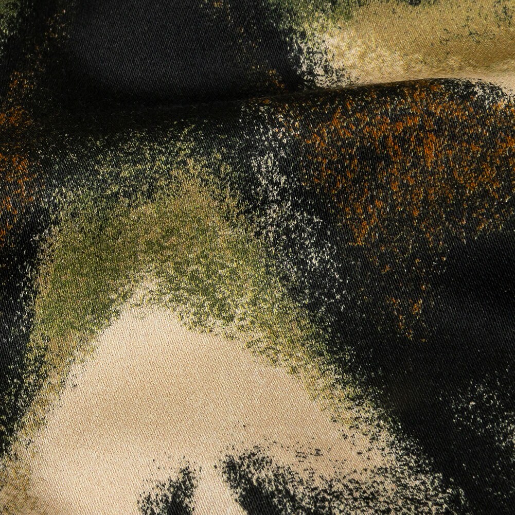 1 Yard Stretch Cotton Sateen Black and Beige Abstract From the Earth Print Rockland Collection
