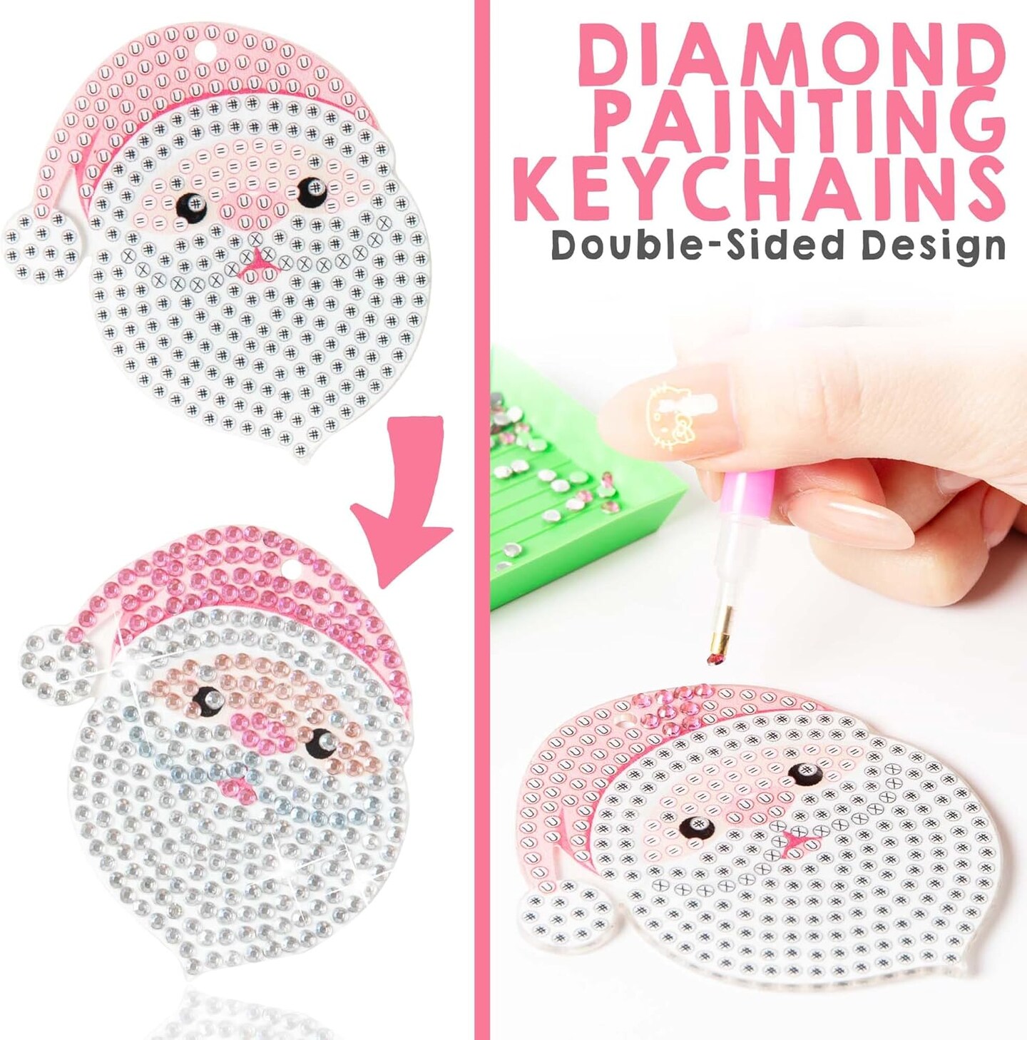 9 Pcs Pink Christmas 5D Diamond(Pink)9.06 x 3.54 x 0.28 inches