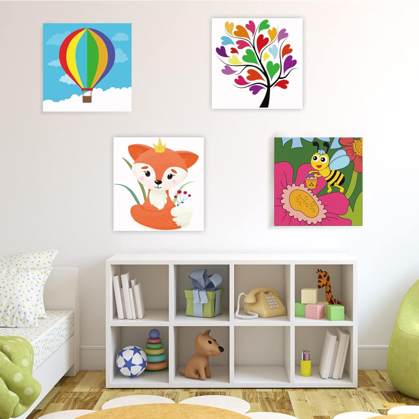 4 Pre-Stenciled Painting Canvas(Multi-colored)8 x 8 x 0.1 inches