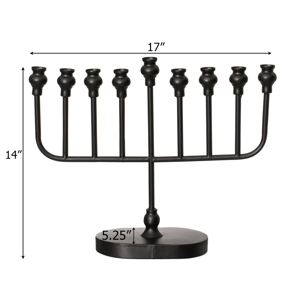 Vintiquewise Wall Mount 9-Branch Hanukkah Menorah Illuminated Display Contemporary Decorative Accent Judaica Centerpiece and Meaningful Gift for Hanukkah Celebrations, Modern Black