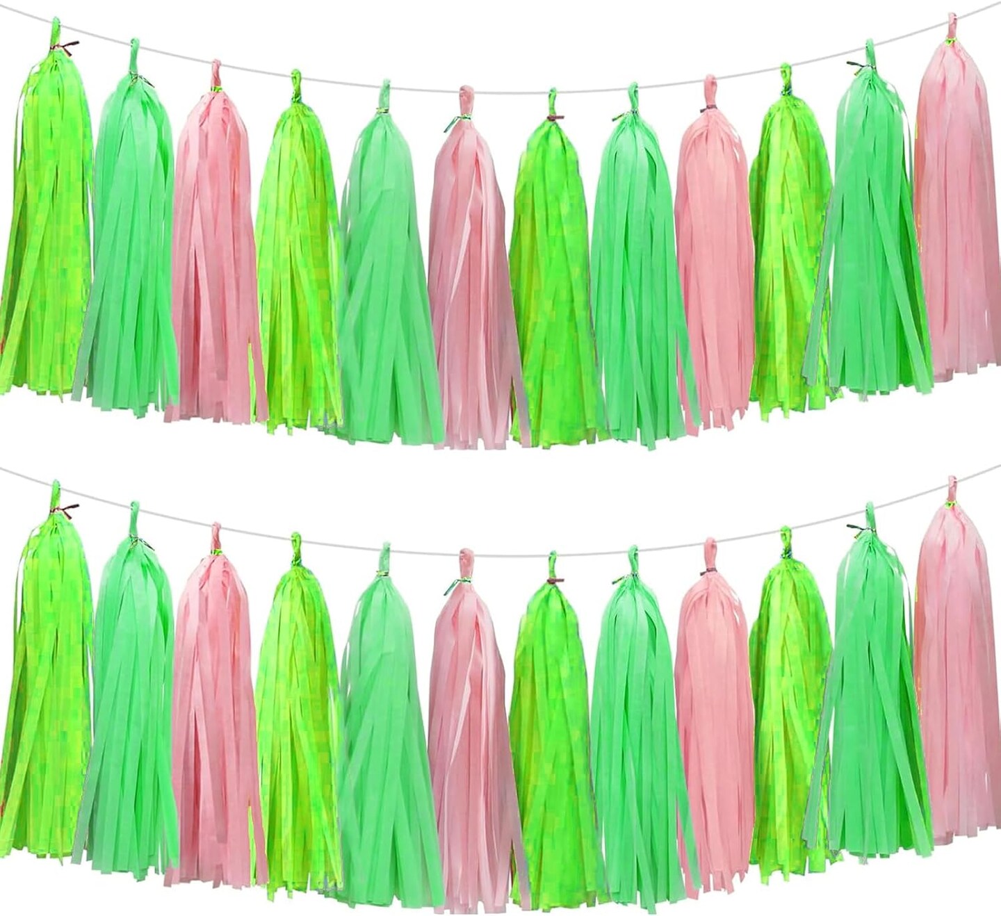Tassel Garland Banner(	Green Light Green and Pink Tassel Garland)	14.25 x 8.82 x 0.47 inches
