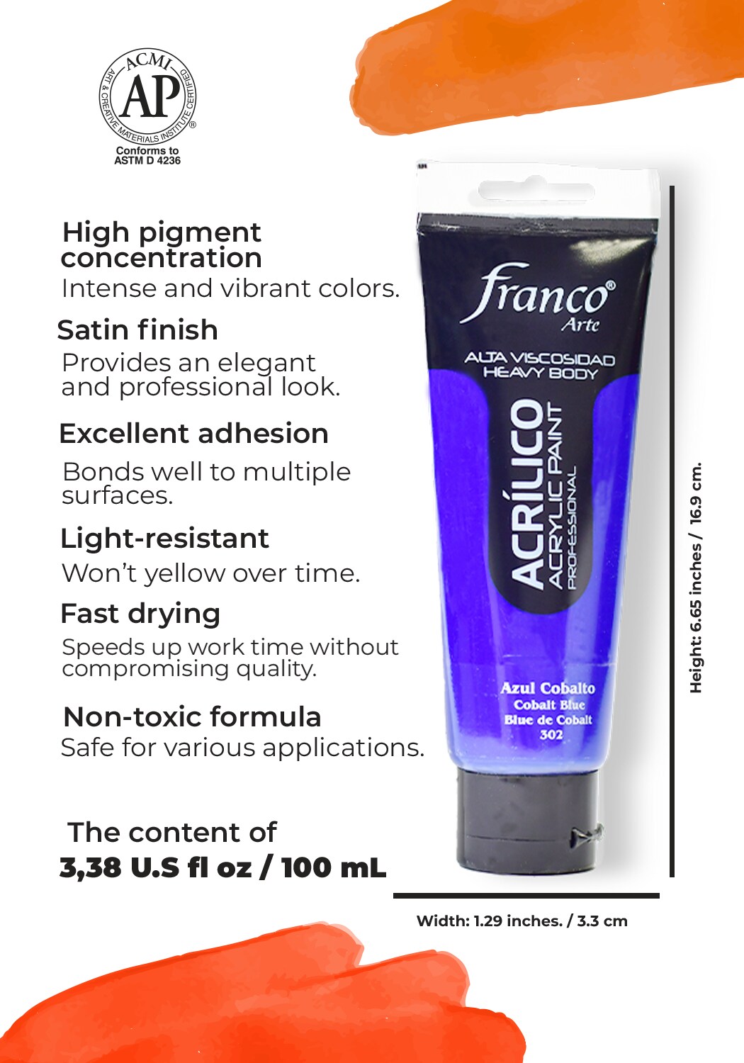 14302-100 Professional Acrylic Paint 3,38 U.S fl oz / Cobalt Blue Hue