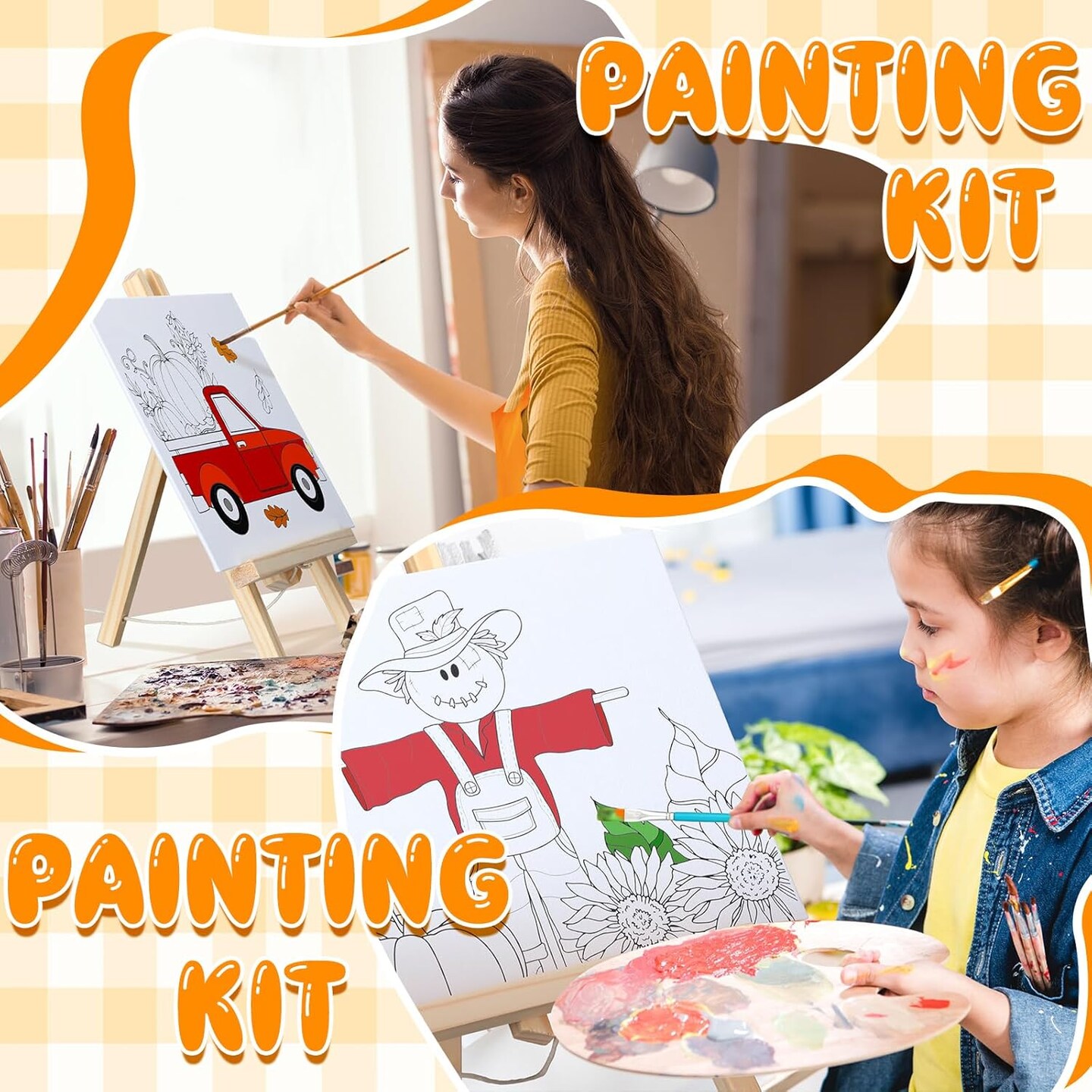 12 Set Fall Pre Drawn Canvas to Paint 7.87 x 9.84 Inches Thanksgiving Day Pre Printed Canvas