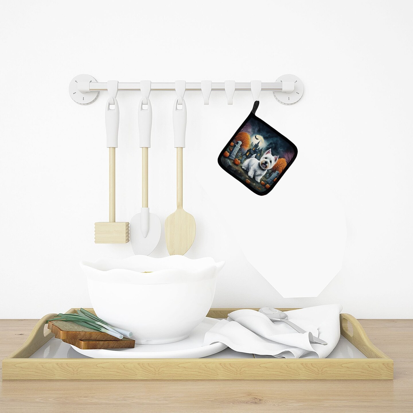 Edge Collections - 7.5" x 7.5" - Multicolor - Westie Halloween Pot Holders - 1 Pair