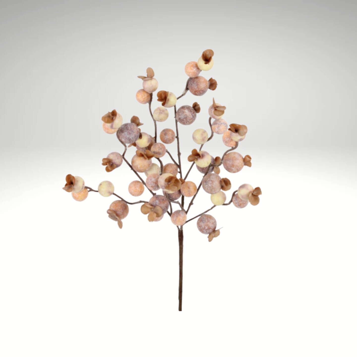 15&#x22; Brown Cream Berry Pick &#x2013; Rustic Artificial Berry Stem-216606