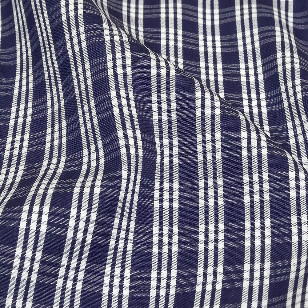 1 Yard Astral Aura and White Plaid Twill Cotton Shirting Fabric