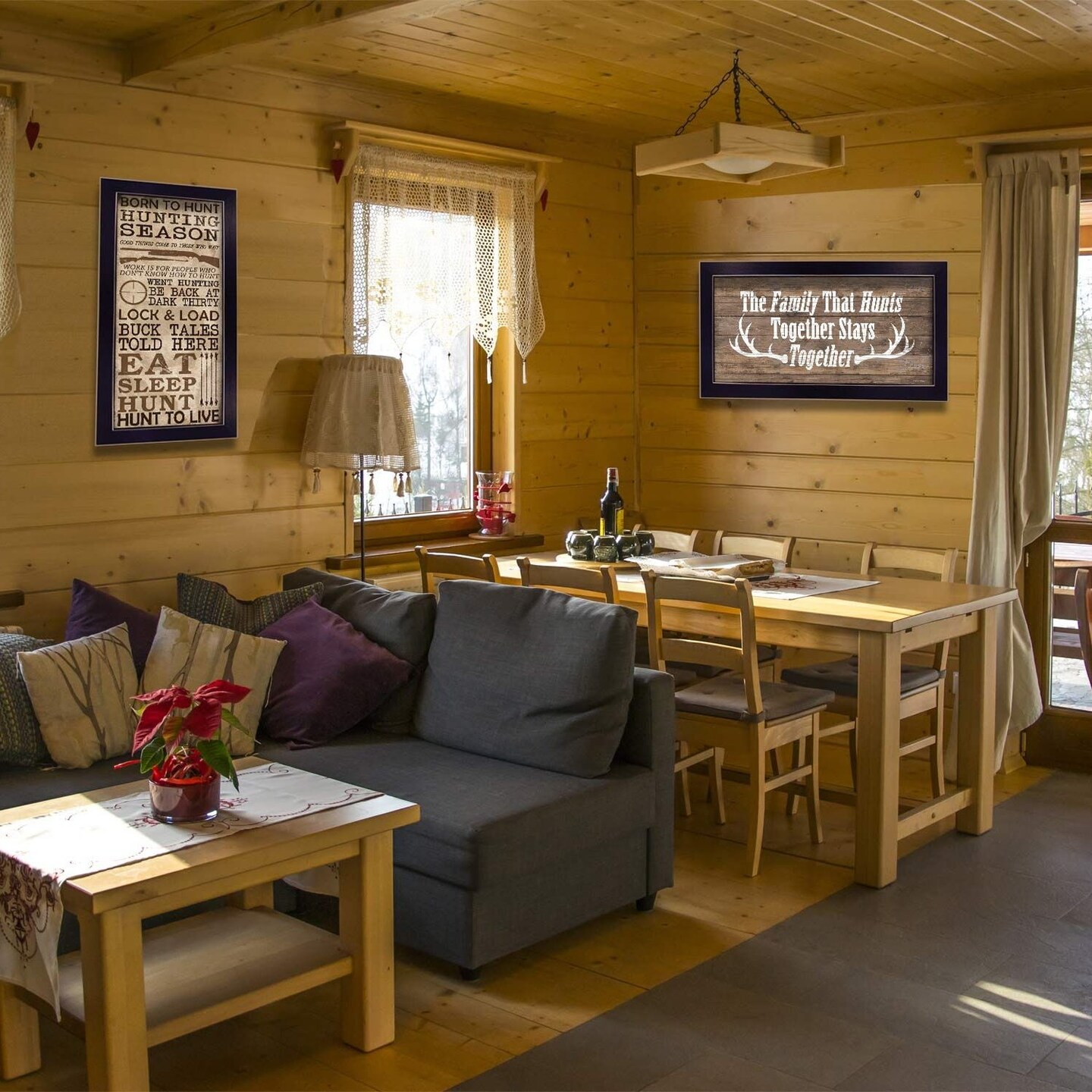 Edge Collections - 11x20 - Brown - Dee Dee Printed Wall Art Black Frame Hunting Season Collection - 2 Piece