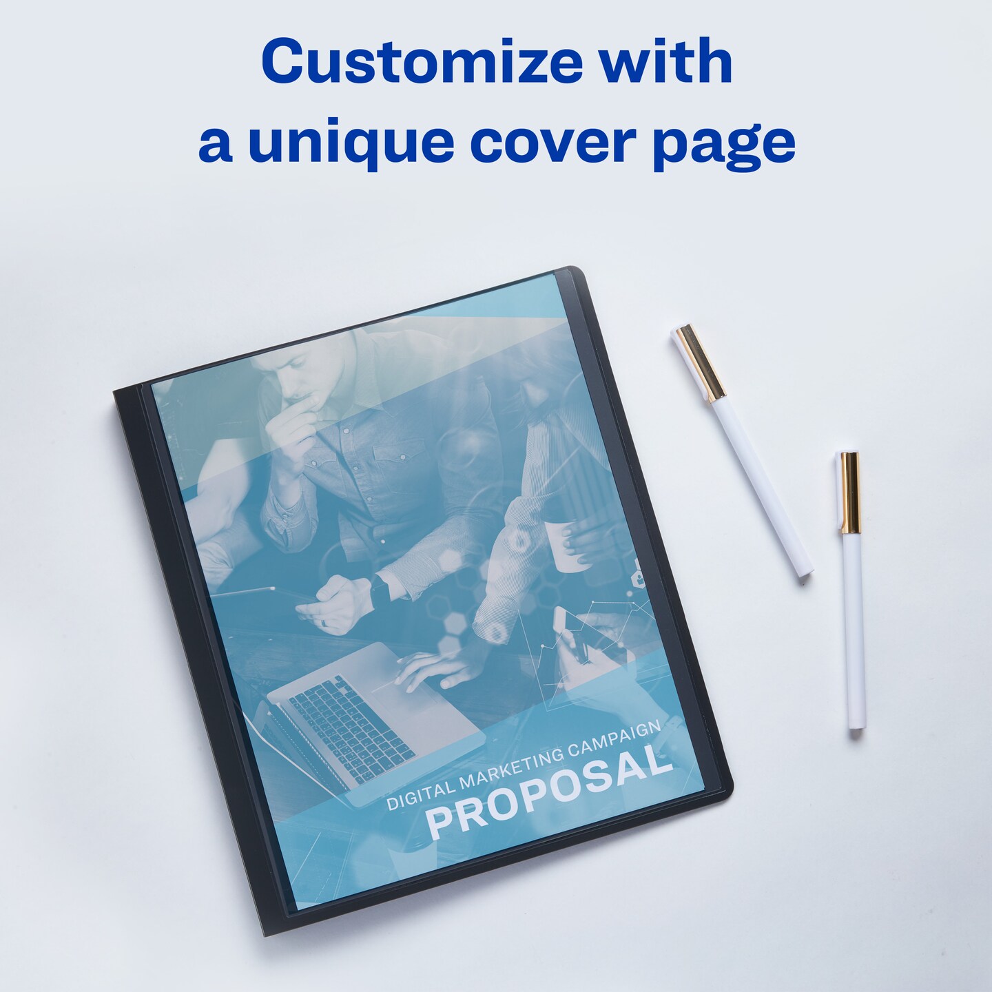 Avery Lay Flat Report Cover with 3 Plastic Fasteners, Clear Front Window, Holds up to 50 Sheets, 3 Gray Covers (47781)