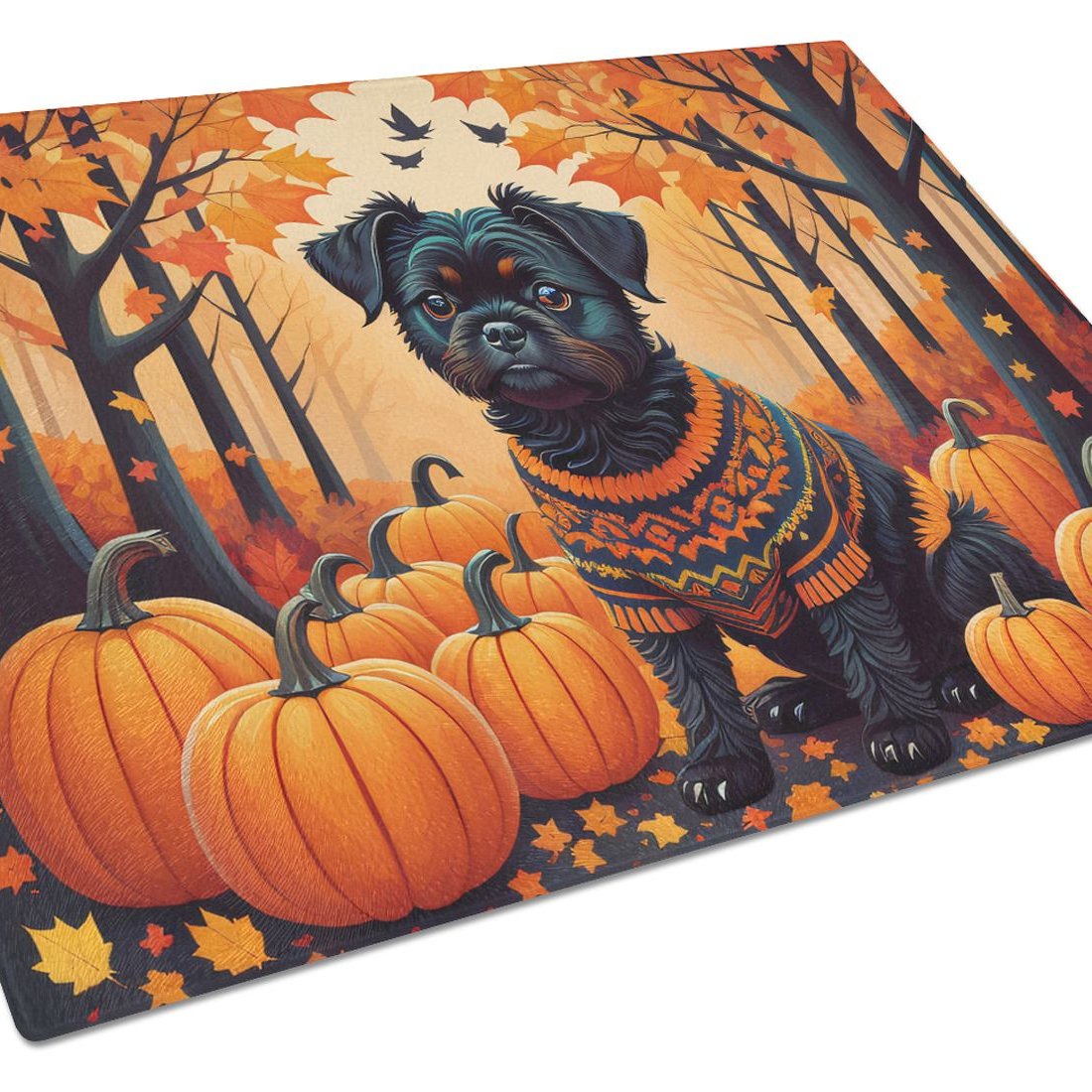 Edge Collections - 15" x 12" - Multicolor - Affenpinscher Decorative Glass Cutting Board - 1 Piece