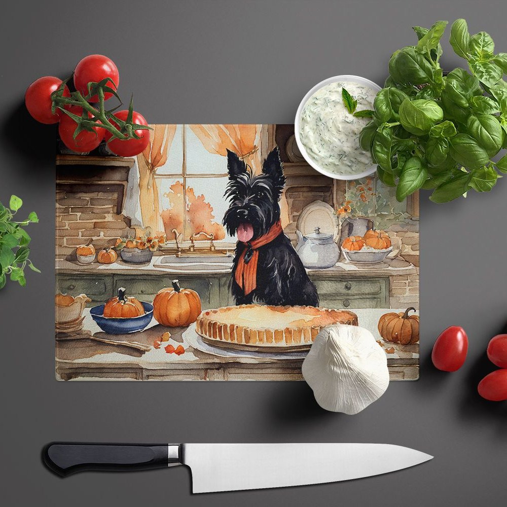 Edge Collections - 15" x 12" - Multicolor - Multicolor Scottish Terrier Decorative Glass Cutting Board - 1 Piece