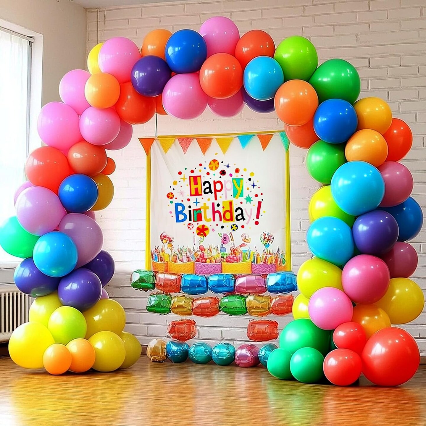 105pcs Rainbow Latex Balloons( Multi-color)13.5 x 10.5 x 0.53 inches