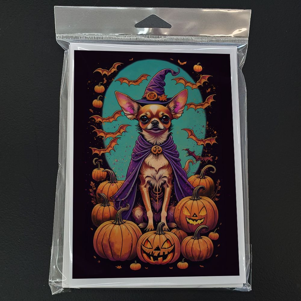 Edge Collections - 5" x 7" - Multicolor - Chihuahua Witchy Halloween Greeting Cards - 8 Pieces