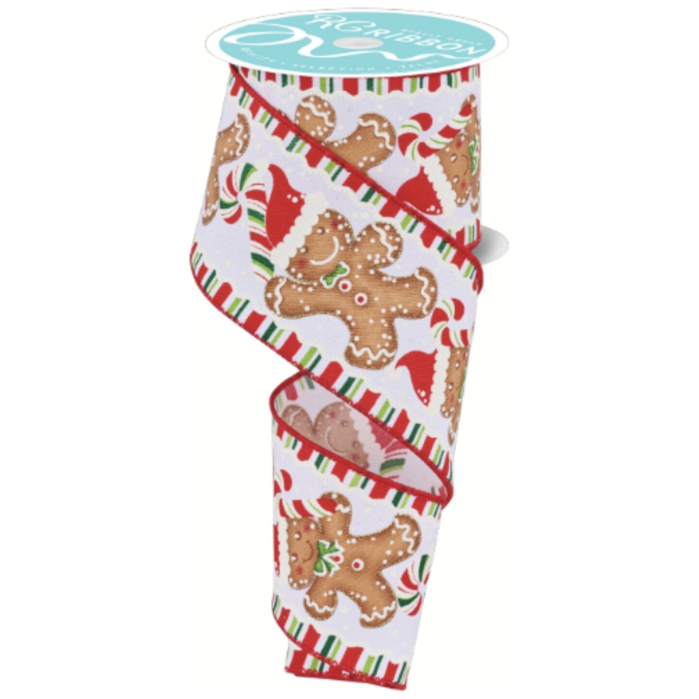 2.5&#x22; Gingerbread Santa Hat Ribbon: White (10 Yards)