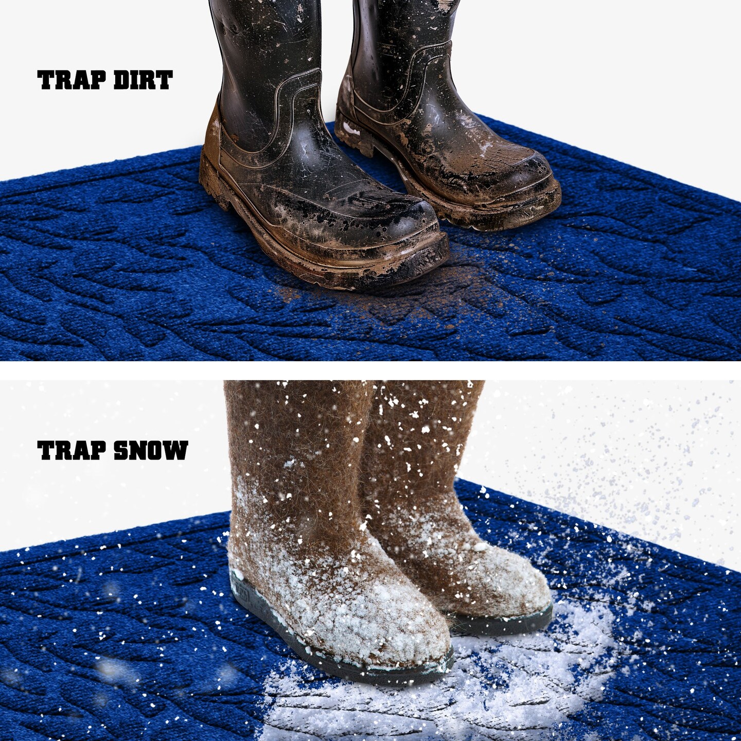 G128 Home Entrance Blue Leaves Door Mat | 17x29.5 In | Thick Absorbent Natural Rubber Non Slip, Indoor/Outdoor, Easy Clean, Welcome Mats for Front Door/Patio/Garage