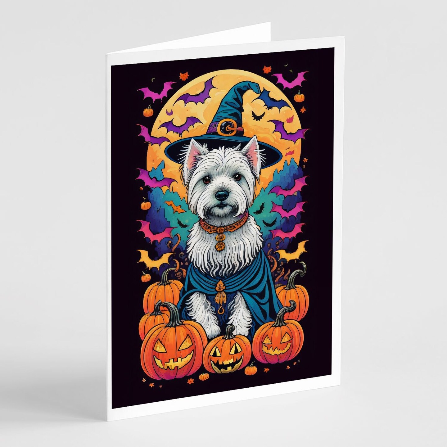 Edge Collections - 5" x 7" - Multicolor - Greeting Cards Halloween West Highland White Terrier Artwork - 8 Pieces