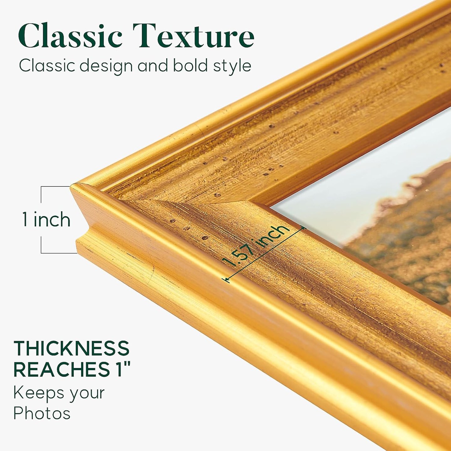 1 Pack Antique Finish 5x7 Picture Frame with Tempered Glass (Gold)