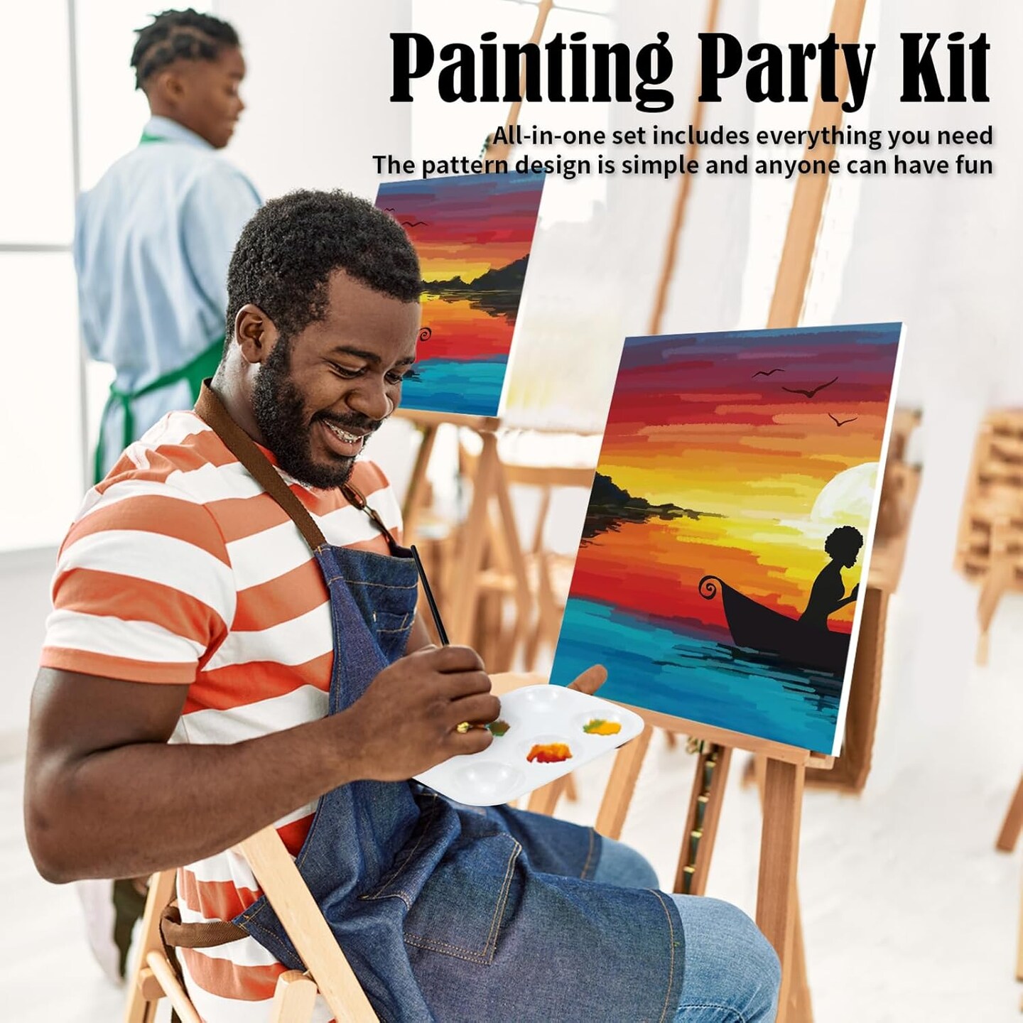 2 Pack Pre Drawn Canvas for Painting for Adults Kids Pre-Stretched Canvas Outline(multi color)10 x 8 x 0.99