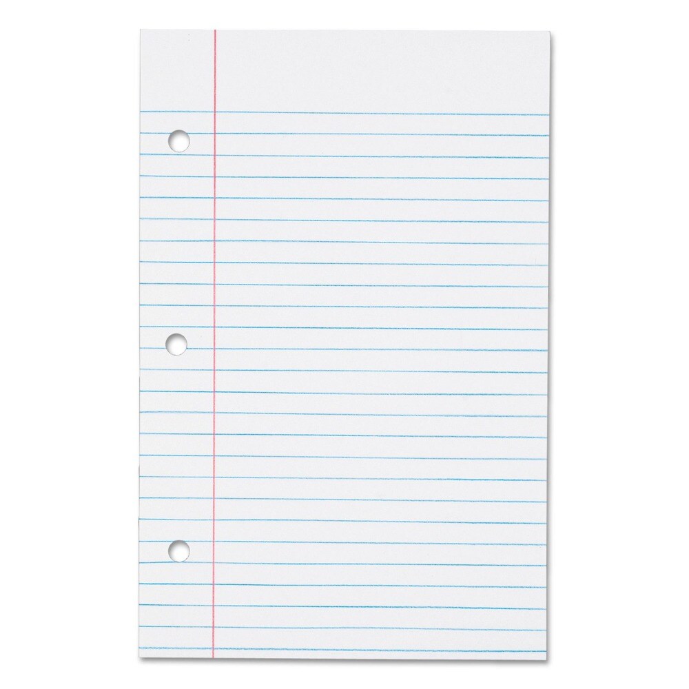 TOPS 5.5 in. x 8.5 in. 3-Hole Medium/College Rule Filler Paper (100/Pack)