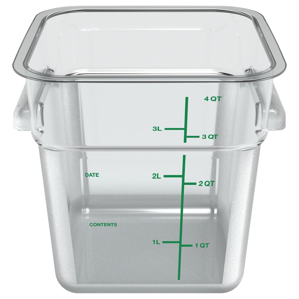 Carlisle 7.13 in. x 7.13 in. x 7.29 in. 4 qt Squares Polycarbonate Plastic Food Storage Container - Clear