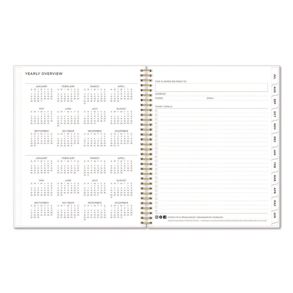 Blue Sky 11 in. x 8.5 in. 12-Month (Jul 2025-Jun 2026) Ashley G Multicolor Smoke Academic Weekly/Monthly Planner - Multicolor Cover