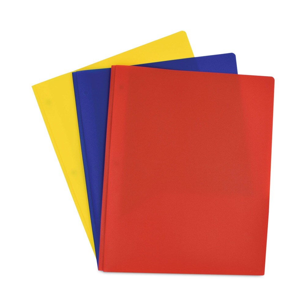 Smead 11 x 8.5 Poly Two-Pocket Folder with Fasteners - Assorted (6/Pack)